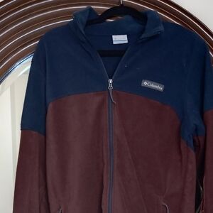 Columbia Fleece Full Zip Jacket NWOT Medium, Maroon And Navy